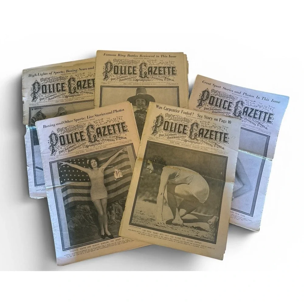 National Police Gazette Journals lot with damage